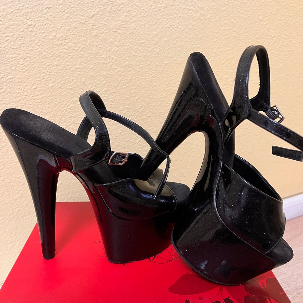 Pleaser Glitter Black Platform Heels